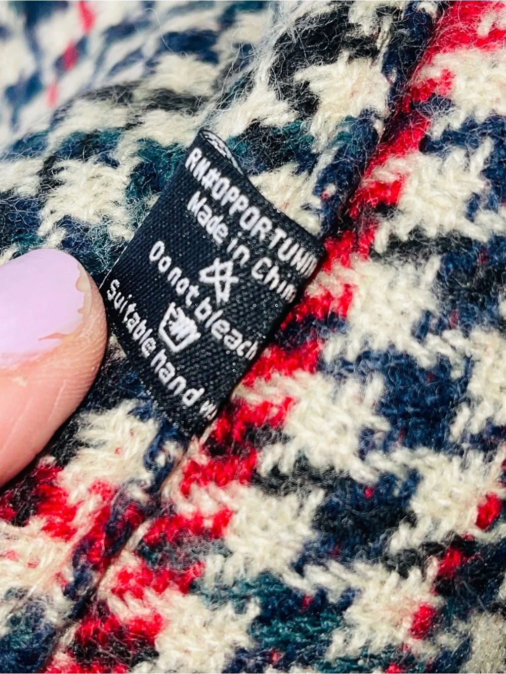 Reversible Plaid Fringe Poncho - Red, Navy & Cream Shawl O/S